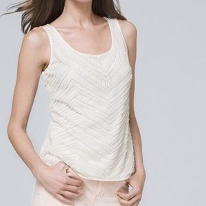 White House Black Market Ivory Chevron Tank Top